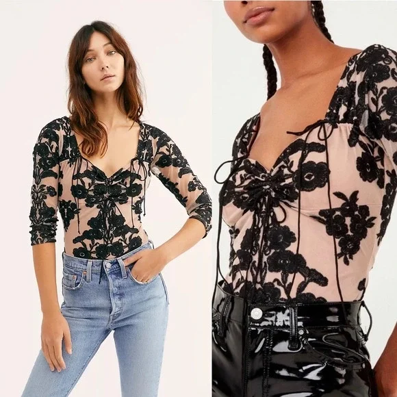 Free People Temecula Long Sleeve Bodysuit For Love & Lemons - Picture 4 of 10
